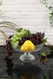 Hermia Damla 1AKAY24 Plato de frutas de vidrio transparente